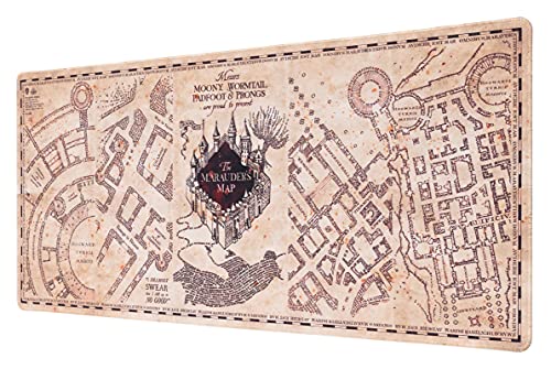 Grupo Erik Gaming Mauspad Harry Potter Fanartikel Geschenke - Karte des Rumtreibers Mousepad XXL 80 x 35 cm Mauspad Gaming - rutschfeste Unterseite, Wasserabweisend und verstärkte Kanten Bild 1