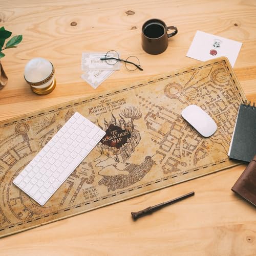 Grupo Erik Gaming Mauspad Harry Potter Fanartikel Geschenke - Karte des Rumtreibers Mousepad XXL 80 x 35 cm Mauspad Gaming - rutschfeste Unterseite, Wasserabweisend und verstärkte Kanten Bild 4