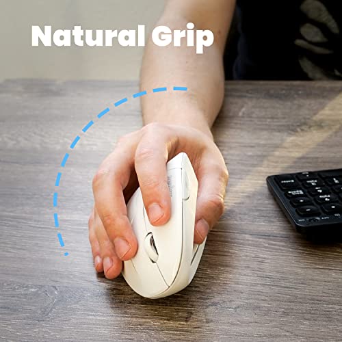 Perixx PM-713NW-11937 PERIMICE-713W Kabellose, natürlich ergonomische, vertikale 2,4-GHz-Maus mit USB-Empfänger, Netzschalter, 6 Tasten-Design, 3 DPI-Stufen, Rechtshänder, Weiß Bild 4