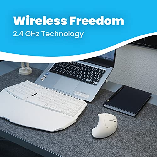 Perixx PM-713NW-11937 PERIMICE-713W Kabellose, natürlich ergonomische, vertikale 2,4-GHz-Maus mit USB-Empfänger, Netzschalter, 6 Tasten-Design, 3 DPI-Stufen, Rechtshänder, Weiß Bild 6