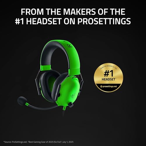 Razer BlackShark V2 X Gaming Headset: 7.1 Surround Sound – 50 mm Treiber, Memory-Foam-Kissen – für PC, PS4, PS5, Switch, Xbox One, 3,5 mm Klinkenstecker, Grün Bild 2