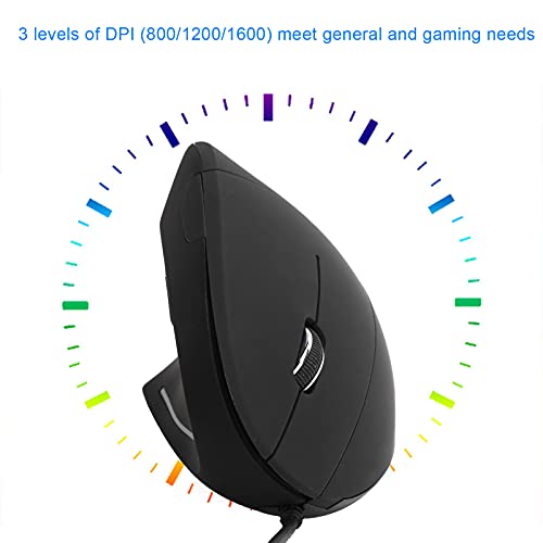 Agatige Ergonomische Maus für Linke Hand, Kabelgebundene Vertikale Maus 1600DPI 3-stufige Einstellung 6 Schlüssel Optische Gaming Maus Kompatibel mit Win8/10/11 für Büro Home Office Langzeitarbeit Bild 2