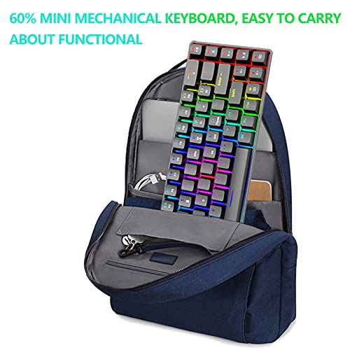 RGB Gaming Tastatur und Maus Set Klein, 68 Tasten Roter Schalter 60% Mini Chroma Mechanische Tastatur, 6400DPI Leichte Programmierbar Waben Maus, USB-Kabel, Kompatibel mit Windows Mac PS4, Weiß Bild 7