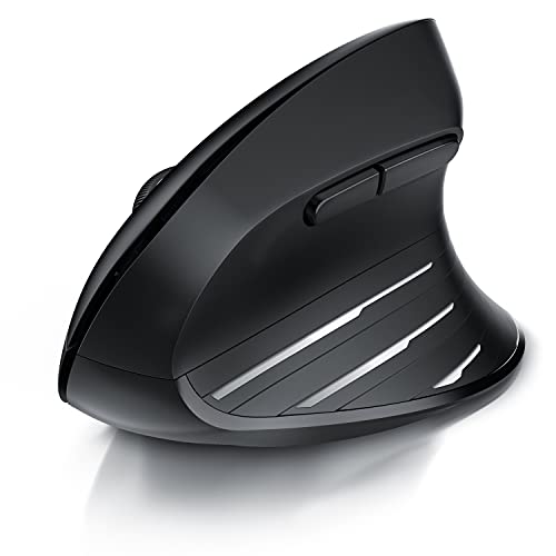 CSL - kabellose Maus Vertikal Funk 2.4 GHz - Neues Modell - USB Vertical Mouse – ergonomisches Design - Vorbeugung gegen Mausarm - Wireless Funkmaus 2,4 GHz mit 1000-2400 DPI - PC und MAC schwarz Bild 1