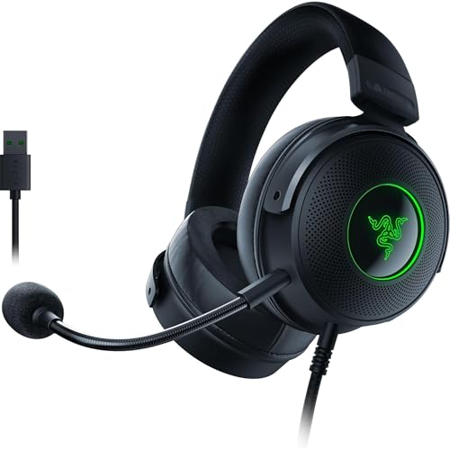 Razer Kraken V3 - Kabelgebundenes USB Gaming Headset Chroma RGB (Triforce 50mm Treiber, THX Spatial Audio, HyperClear Cardioid Mic, Chroma RGB) Schwarz Bild 1