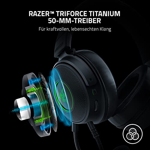 Razer Kraken V3 - Kabelgebundenes USB Gaming Headset Chroma RGB (Triforce 50mm Treiber, THX Spatial Audio, HyperClear Cardioid Mic, Chroma RGB) Schwarz Bild 3