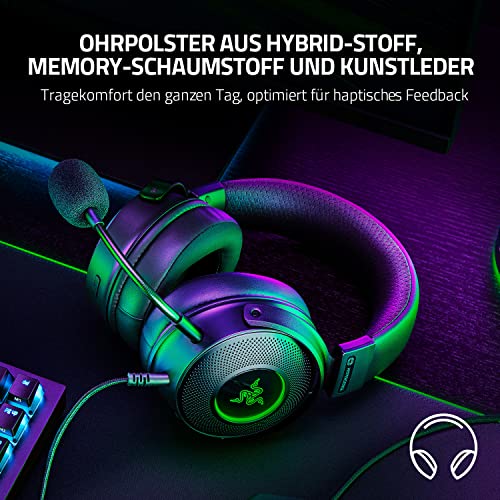 Razer Kraken V3 Hypersense - Kabelgebundenes USB-Gaming-Headset mit haptischer Technologie (TriForce Titanium 50mm-Treiber, THX Spatial Audio, abnehmbares HyperClear Cardioid-Mikrofon) Schwarz Bild 5