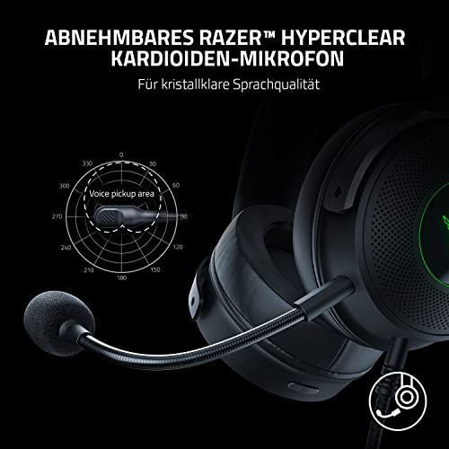 Razer Kraken V3 Hypersense - Kabelgebundenes USB-Gaming-Headset mit haptischer Technologie (TriForce Titanium 50mm-Treiber, THX Spatial Audio, abnehmbares HyperClear Cardioid-Mikrofon) Schwarz Bild 6