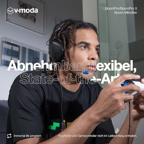 V-Moda BoomPro X Mikrofon | Für Gaming & Kommunikation | Kabel mit 3,5 mm Klinkenstecker | Flexibler Mikrofonarm | Clip-Steuerung mit Mute-Taste & Lautstärkerad | schwarz Bild 2