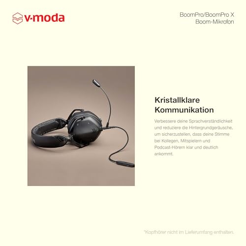 V-Moda BoomPro X Mikrofon | Für Gaming & Kommunikation | Kabel mit 3,5 mm Klinkenstecker | Flexibler Mikrofonarm | Clip-Steuerung mit Mute-Taste & Lautstärkerad | schwarz Bild 3