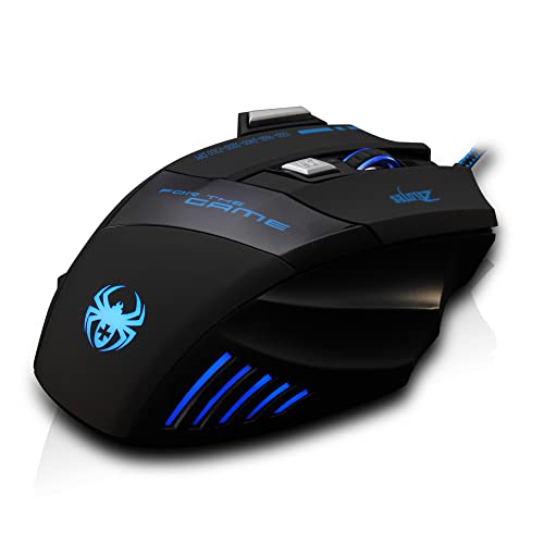 zelotes Gaming Maus Kabelgebundene,7200DPI,7 Tasten,LED Beleuchtung,Ergonomisches Design für Spiele und Büro,USB Optische Gamer Maus mit Kabel für Laptop,PC,Mac,Schwarz Bild 5