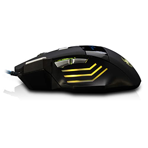 zelotes Gaming Maus Kabelgebundene,7200DPI,7 Tasten,LED Beleuchtung,Ergonomisches Design für Spiele und Büro,USB Optische Gamer Maus mit Kabel für Laptop,PC,Mac,Schwarz Bild 6
