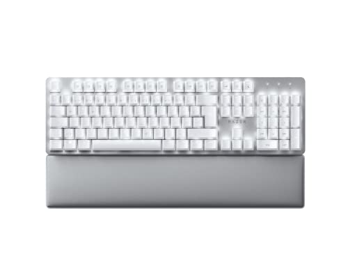Razer Pro Type Ultra - Kabellose Mechanische Tastatur für Maximale Produktivität (Gelbe geräuschlose & Lineare Schalter, Auflage aus Kunstleder, Multi-Device-Dongle, Bluetooth) QWERTZ DE-Layout | Weiß Bild 1