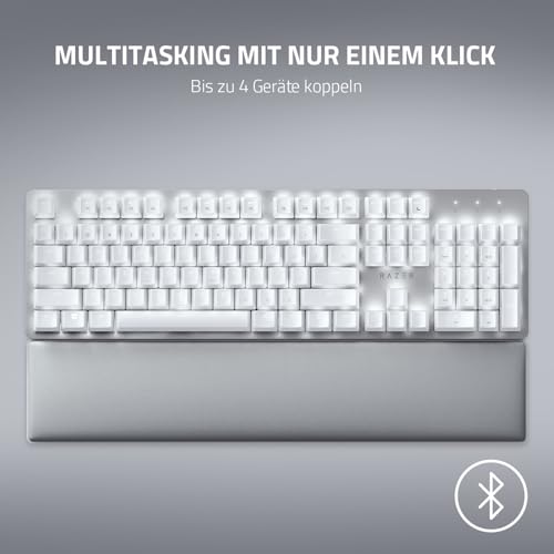 Razer Pro Type Ultra - Kabellose Mechanische Tastatur für Maximale Produktivität (Gelbe geräuschlose & Lineare Schalter, Auflage aus Kunstleder, Multi-Device-Dongle, Bluetooth) QWERTZ DE-Layout | Weiß Bild 5