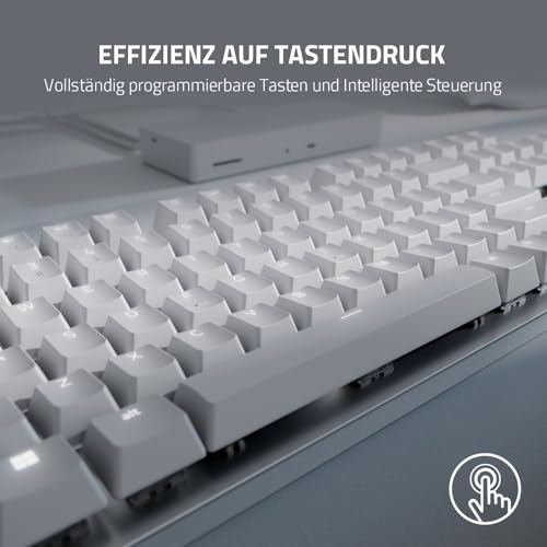 Razer Pro Type Ultra - Kabellose Mechanische Tastatur für Maximale Produktivität (Gelbe geräuschlose & Lineare Schalter, Auflage aus Kunstleder, Multi-Device-Dongle, Bluetooth) QWERTZ DE-Layout | Weiß Bild 6