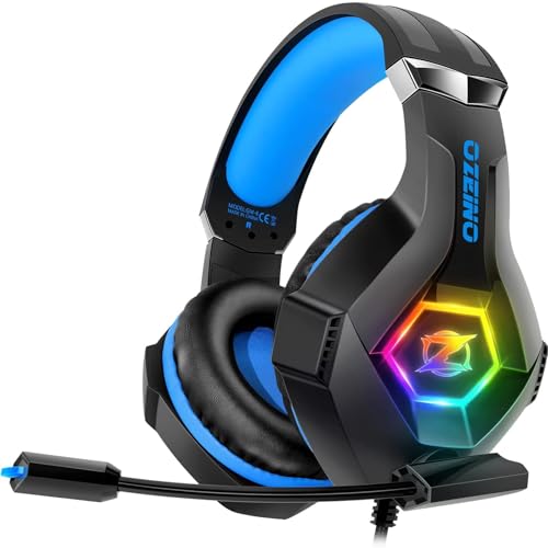 Ozeino Gaming Headset for Xbox Ps4 Ps5 PC, Ps4 Headset with Microphone 3D Surround Sound Headphones Noise Cancelling RGB Lights Bild 1