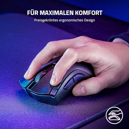 Razer DeathAdder V2 X Hyperspeed - Ergonomische Wireless Gaming Maus für PC / Mac (Mechanische Schalter, Hyperspeed Wireless Technologie, Optischer Sensor) Schwarz Bild 3
