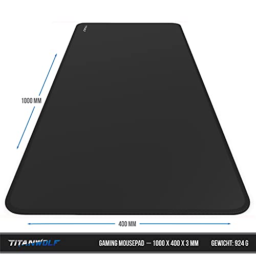 TITANWOLF - Übergröße Mauspad Gaming 1000x400mm - XXXL Mousepad groß mit Motiv - Tischunterlage Large Size - verbessert Präzision und Geschwindigkeit - XXL - schwarz Bild 2