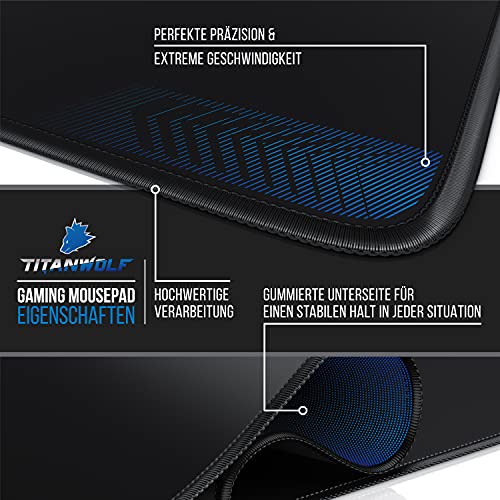 TITANWOLF - Übergröße Mauspad Gaming 1000x400mm - XXXL Mousepad groß mit Motiv - Tischunterlage Large Size - verbessert Präzision und Geschwindigkeit - XXL - schwarz Bild 3