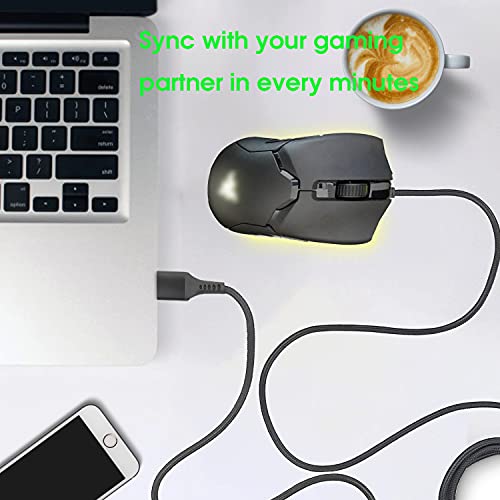 Geflochtenes USB-Schnellladekabel, passend für Gaming-Mäuse Razer Viper Ultimate/Naga Pro 20.000 DPI/DeathAdder V2 Pro/Razer Basilisk, 1,4 m Ladekabel für Razer Wireless Gaming-Maus-Ladestation Bild 3