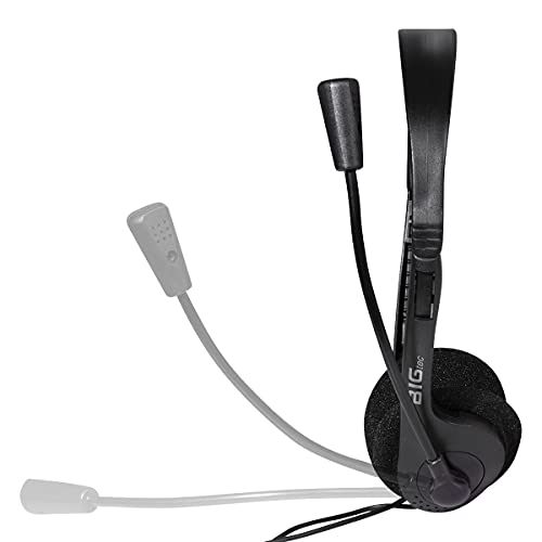 BIGtec Headset PC mit Mikrofon Stereo 1 x Klinke 3,5mm Anschluß, leicht, verstellbar, Flexibler Mikro Arm, Lautstärkeregler, 1,8m Kabel Computer Notebook Laptop Gaming Büro Home Office Bild 1
