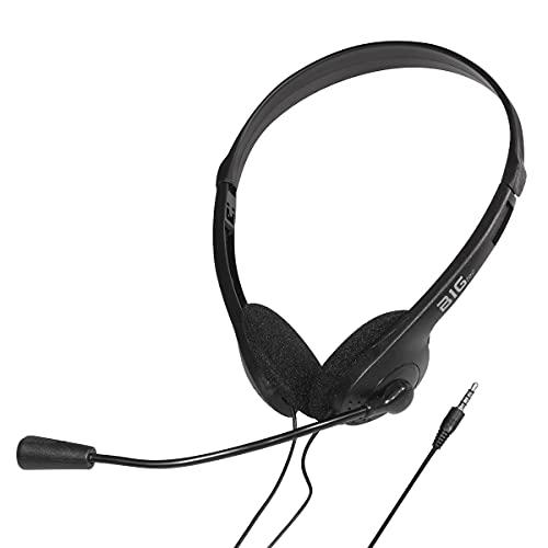 BIGtec Headset PC mit Mikrofon Stereo 1 x Klinke 3,5mm Anschluß, leicht, verstellbar, Flexibler Mikro Arm, Lautstärkeregler, 1,8m Kabel Computer Notebook Laptop Gaming Büro Home Office Bild 2