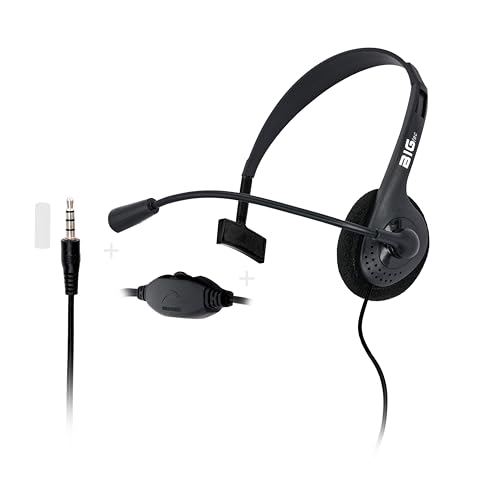 BIGtec Headset PC mit Mikrofon Mono 1 x Klinke 3,5mm Anschluß, leicht, verstellbar, Flexibler Mikro Arm, Lautstärkeregler, 1,8m Kabel Computer Notebook Laptop Gaming Büro Home Office Bild 1