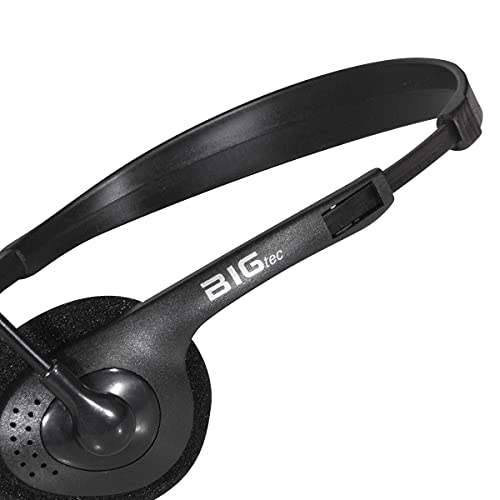 BIGtec Headset PC mit Mikrofon Mono 1 x Klinke 3,5mm Anschluß, leicht, verstellbar, Flexibler Mikro Arm, Lautstärkeregler, 1,8m Kabel Computer Notebook Laptop Gaming Büro Home Office Bild 4