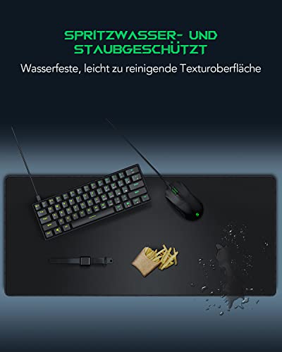 Black Shark Gaming Mauspad XL 900x400x4 mm Schreibtischunterlage mit wasserdichter Oberfläche und Mousepad Rutschfester Gummiunterseite, Schwarz, Manta P3 Bild 5