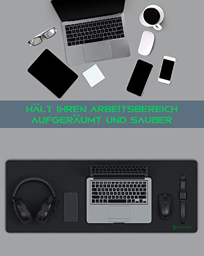Black Shark Gaming Mauspad XL 900x400x4 mm Schreibtischunterlage mit wasserdichter Oberfläche und Mousepad Rutschfester Gummiunterseite, Schwarz, Manta P3 Bild 6