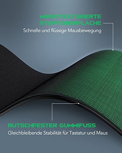 Black Shark Gaming Mauspad Schreibtischunterlage 800x300x4 mm mit Mikrofaser Oberfläche Verbessert Geschwindigkeit und Mousepad mit rutschfest Gummierte Unterseite, Gaming Zubehör Mauspad XXL Manta P2 Bild 2