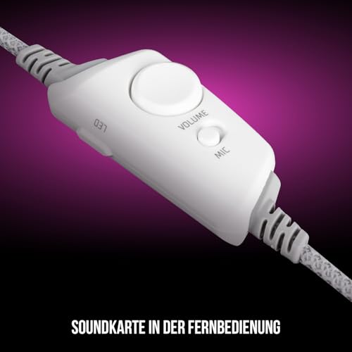 Modecom Volcano MC-899 Prometheus Weiß Gaming-Headset 7.1 Surround Sound | PC Kopfhörer mit Mikrofon & USB-Kabel | Over-Ear Polsterung & RGB Beleuchtung | Komfortabel für Lange Sessions & E-Sport Bild 3