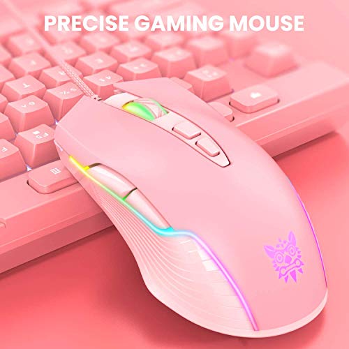 RGB Gaming-Maus, kabelgebunden, 6 einstellbare DPI bis zu 6400, ergonomische Gamer Laptop PC Maus mit 7 programmierbaren Tasten für Windows Vista Linux (Pink) Bild 7