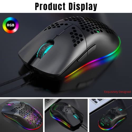 Jectse Kabelgebundene Leichte Gaming-Maus, J900-Loch-Maus 6-Tasten Kabelgebundene Gaming-Mäuse,7 Tasten Programmierbarer Treiber,6400DPI-Maus für PC-Zubehör Bild 6
