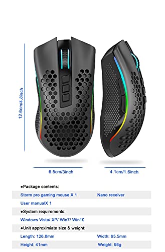 REDRAGON Mouse Storm Pro Wireless RGB-Gaming-Maus PixArt PAW3335 16 000 DPI | RED-M808-KS Bild 3