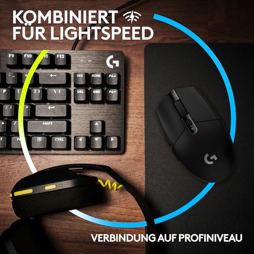 Logitech G305 Hero 12K Sensor Kabellose Gaming-Maus und G435 Kabelloses Gaming-Headset mit Bluetooth und integriertem Mikrofon – Geringes Gewicht mit Lightspeed – PC/Mac, Schwarz Bild 3
