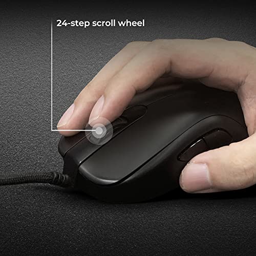 BenQ ZOWIE S1-C Symmetrische Gaming-Maus für Esports | Gewichtsreduziert | Paracord-Kabel & 24-stufiges Scrollrad für mehr persönliche Vorlieben | Treiberlos | Mattschwarze Beschichtung | Mittelgroß Bild 7
