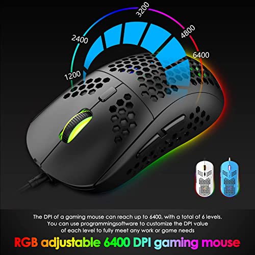 UK-Layout 80% Gaming-Tastatur und -Maus, kabelgebundene RGB-Tastatur mit mechanischem Gefühl + 6400 einstellbare DPI-Gaming-Maus, beleuchtete Tastenkappe, für PS4, PS5, Xbox, PC, Laptop, MAC (Blau) Bild 3