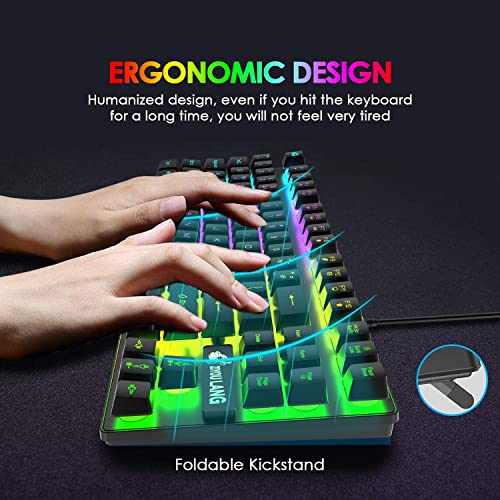 UK-Layout 80% Gaming-Tastatur und -Maus, kabelgebundene RGB-Tastatur mit mechanischem Gefühl + 6400 einstellbare DPI-Gaming-Maus, beleuchtete Tastenkappe, für PS4, PS5, Xbox, PC, Laptop, MAC (Blau) Bild 4
