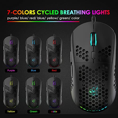 UK-Layout 80% Gaming-Tastatur und -Maus, kabelgebundene RGB-Tastatur mit mechanischem Gefühl + 6400 einstellbare DPI-Gaming-Maus, beleuchtete Tastenkappe, für PS4, PS5, Xbox, PC, Laptop, MAC (Blau) Bild 7