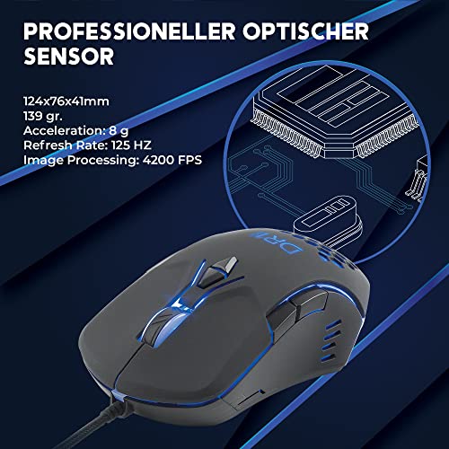 [Amazon Exclusive] DR1TECH Guardian Gaming Maus Mit Kabel - 7 Tasten Für Bis Zu 3200 DPI - Leichtes Und Strapazierfähiges Design - Ergonomische Gaming Maus Für PC/PS4/XBOX Bild 6