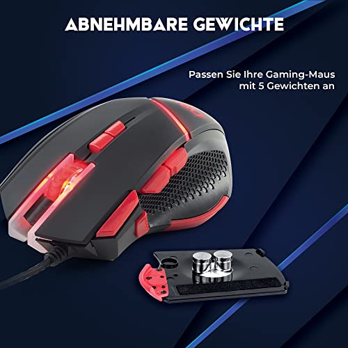 [Amazon Exclusive] DR1TECH Hunter Professional Gaming Maus Mit Kabel [5 Auswechselbare Gewichte + Triple FIRE] - 9 Tasten Für Bis Zu 4200 DPI - Ergonomische Gaming Maus Für PC/PS4/XBOX Bild 3