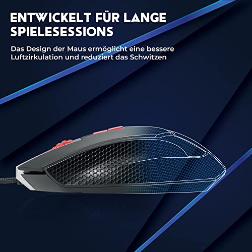 [Amazon Exclusive] DR1TECH Hunter Professional Gaming Maus Mit Kabel [5 Auswechselbare Gewichte + Triple FIRE] - 9 Tasten Für Bis Zu 4200 DPI - Ergonomische Gaming Maus Für PC/PS4/XBOX Bild 4