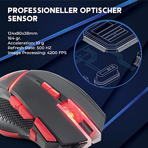 [Amazon Exclusive] DR1TECH Hunter Professional Gaming Maus Mit Kabel [5 Auswechselbare Gewichte + Triple FIRE] - 9 Tasten Für Bis Zu 4200 DPI - Ergonomische Gaming Maus Für PC/PS4/XBOX Bild 6