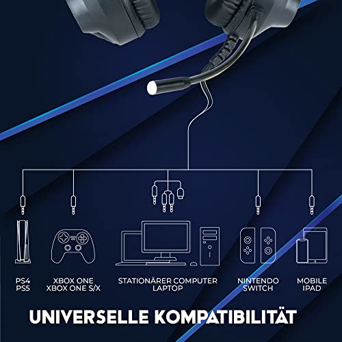 DR1TECH FireScout LED Kopfhörer Mit Kabel Und Mikrofon Für PC/PS/XBOX - 40mm Over Ear Kopfhörer Treiber mit Audio Stereo - 3.5mm Klinkenstecker und USB + Adapter Enthalten [Amazon Exclusive] Bild 5