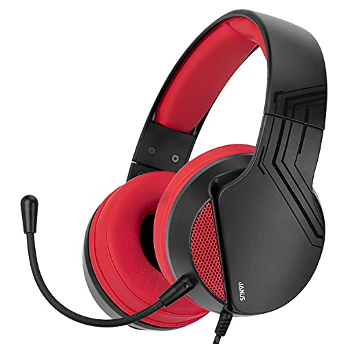 NITHO Janus Gaming Headset – Over-Ear Kopfhörer mit 40-mm-Treiber, Bügelmikrofon, 3.5-mm-Audio – für PC, PS4, PS5, Xbox One/Series X|S, Mobile, Tablet – Rot Bild 1