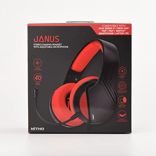 NITHO Janus Gaming Headset – Over-Ear Kopfhörer mit 40-mm-Treiber, Bügelmikrofon, 3.5-mm-Audio – für PC, PS4, PS5, Xbox One/Series X|S, Mobile, Tablet – Rot Bild 6