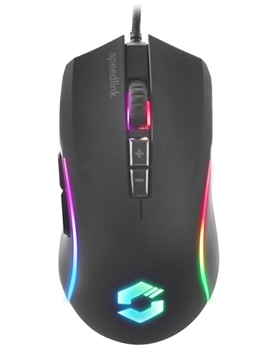 SPEEDLINK ZAVOS Gamer Mouse – RGB Gaming Maus kabelgebunden, DPI-Schalter bis 8000dpi, programmierbar, gummierte Oberfläche, mit Kabel ummantelt, 5 Tasten, schwarz Bild 1
