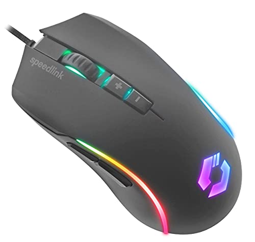 SPEEDLINK ZAVOS Gamer Mouse – RGB Gaming Maus kabelgebunden, DPI-Schalter bis 8000dpi, programmierbar, gummierte Oberfläche, mit Kabel ummantelt, 5 Tasten, schwarz Bild 2