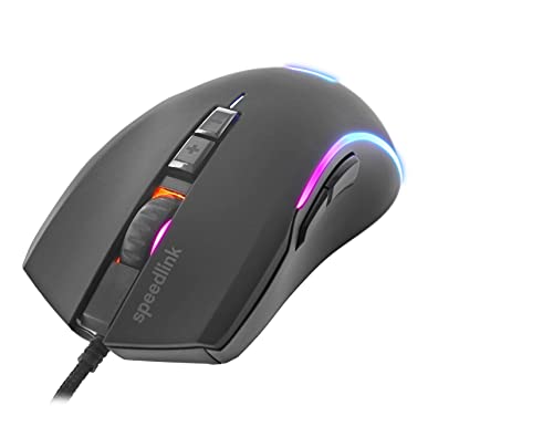 SPEEDLINK ZAVOS Gamer Mouse – RGB Gaming Maus kabelgebunden, DPI-Schalter bis 8000dpi, programmierbar, gummierte Oberfläche, mit Kabel ummantelt, 5 Tasten, schwarz Bild 3